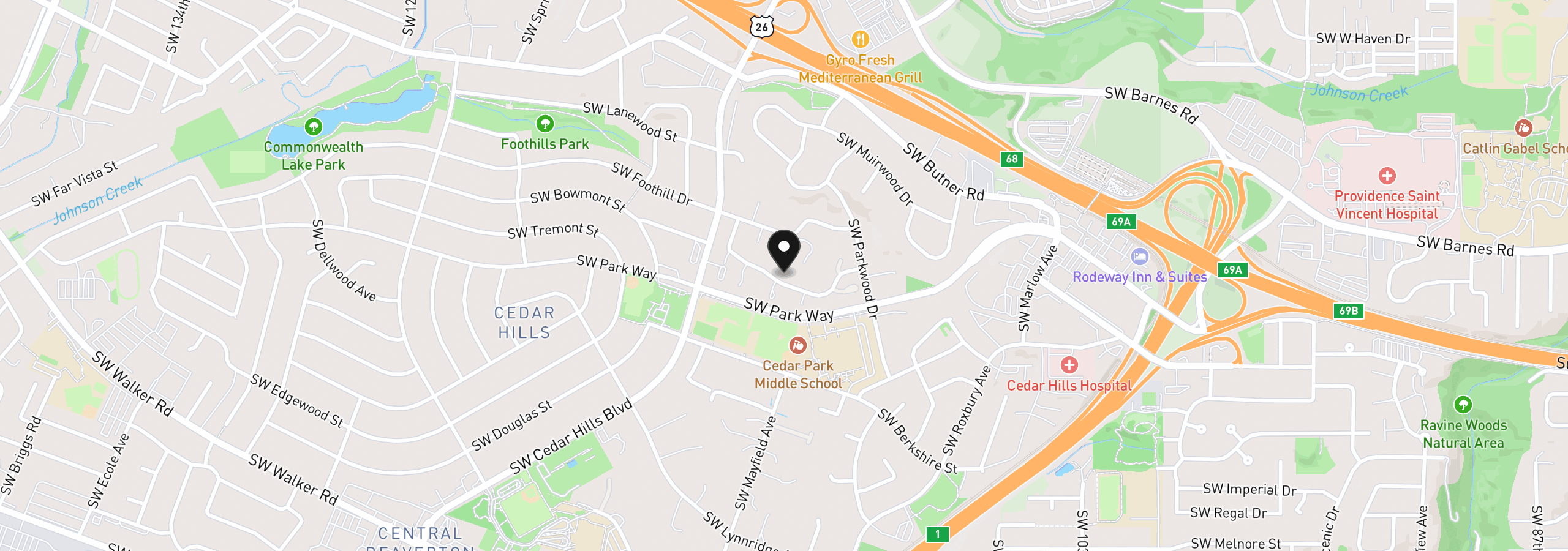 Map showing the location of 11255 SW Lynnvale Dr, Portland, OR 97225