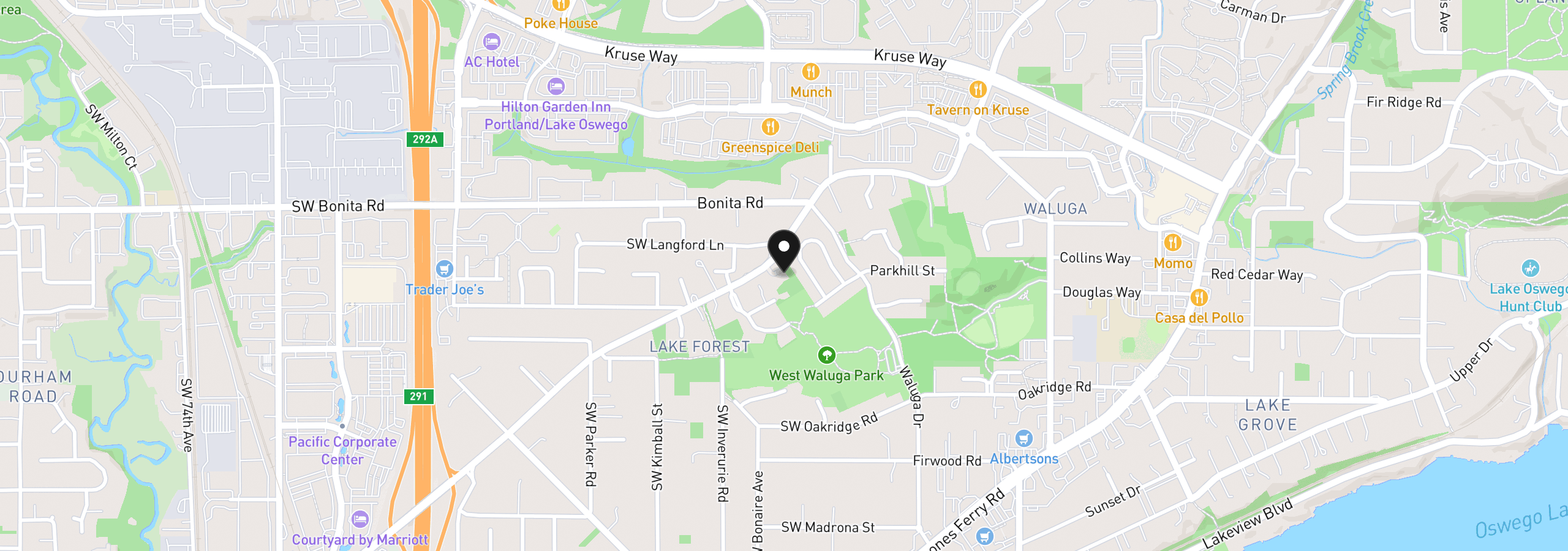 Map showing the location of 5321 Carman Grove Ln, Lake Oswego, OR 97035