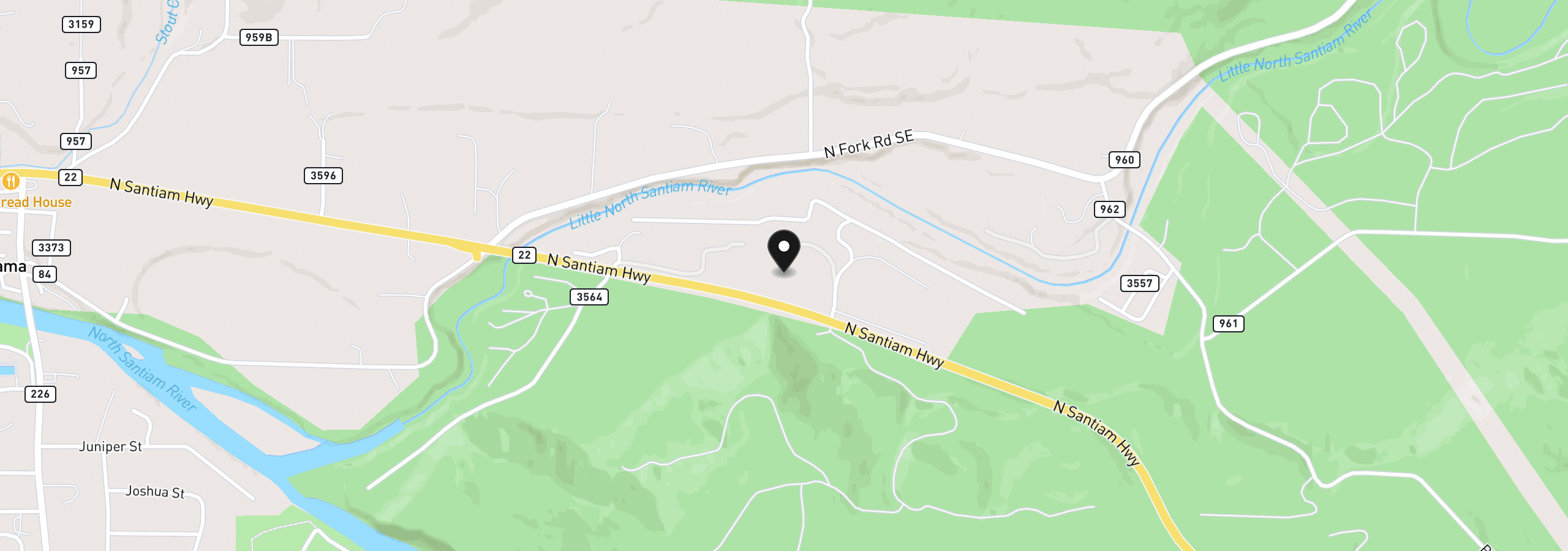 Map showing the location of 23485 SE Willa Ln, Lyons, OR 97358