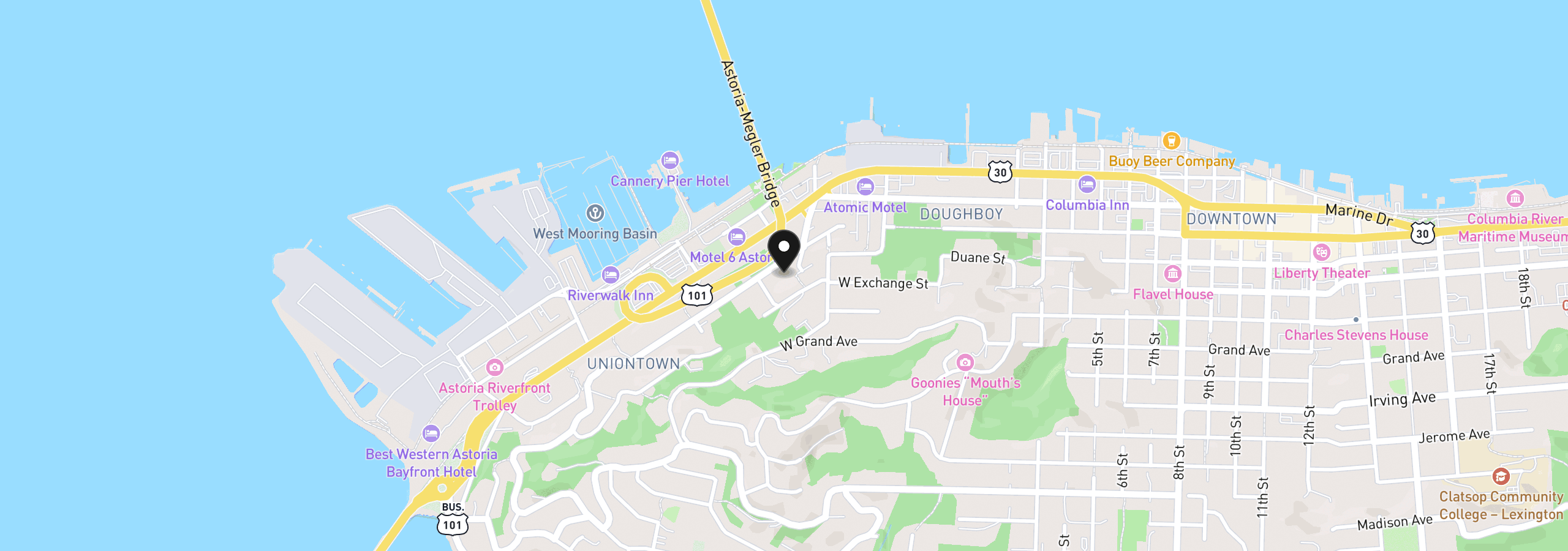 Map showing the location of 259 Alameda Ave, Astoria, OR 97103