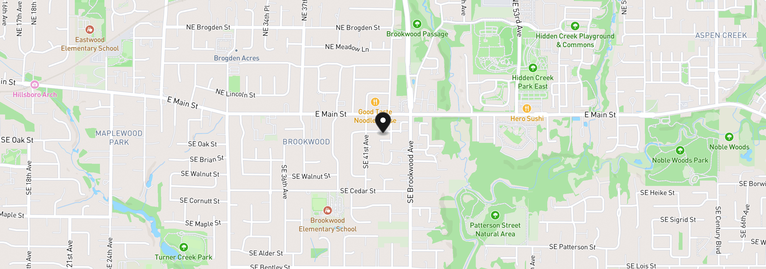 Map showing the location of 4220 SE Russell St, Hillsboro, OR 97123