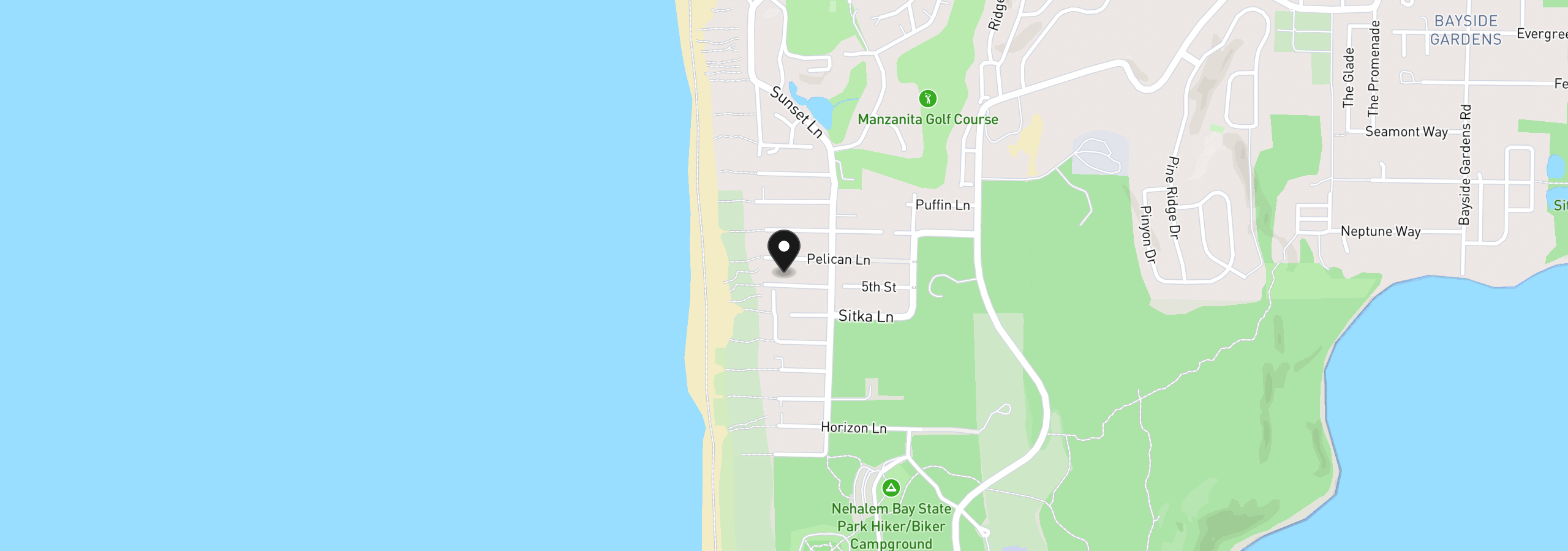 Map showing the location of 8864 Windward Ln, Manzanita, OR 97130