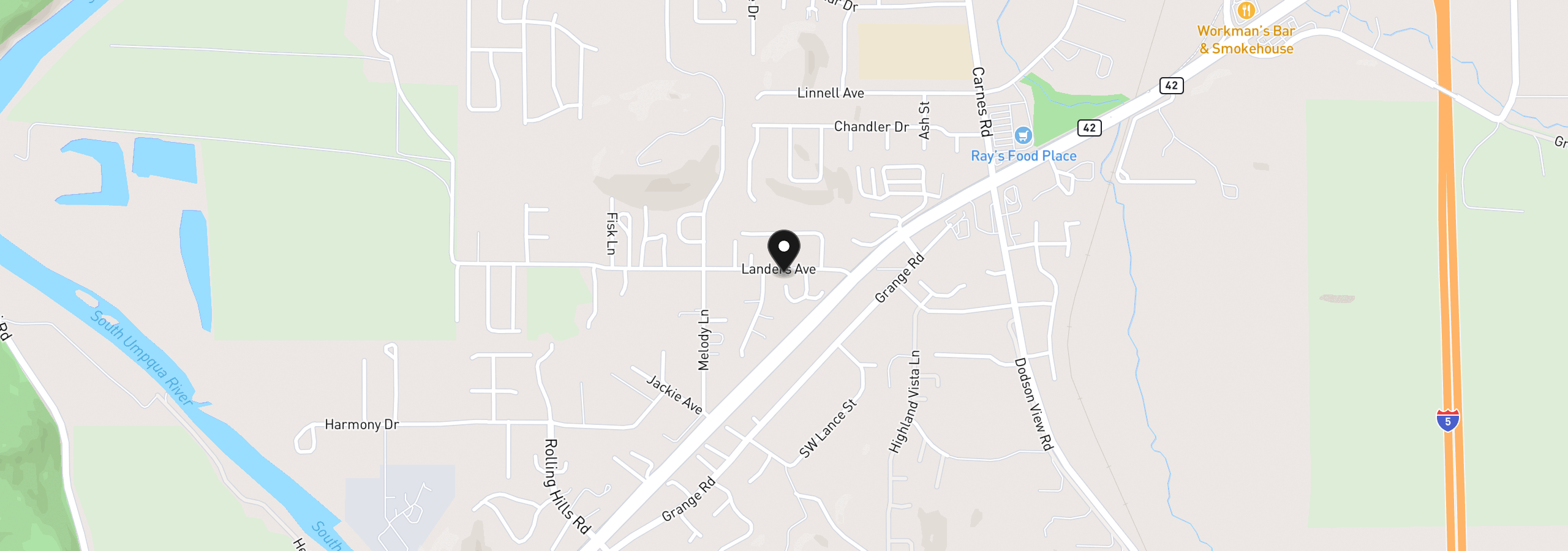 Map showing the location of 2205 Landers Ave, Roseburg, OR 97471