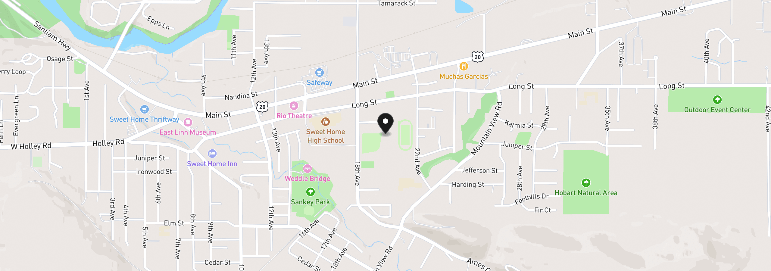 Map showing the location of 1901 Kalmia St, Sweet Home, OR 97386