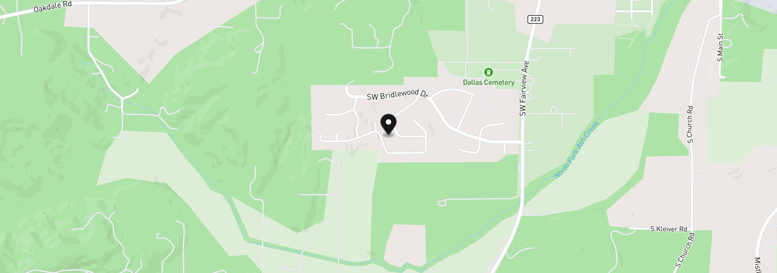 Map showing the location of 2451 SW Maplewood Dr, Dallas, OR 97338