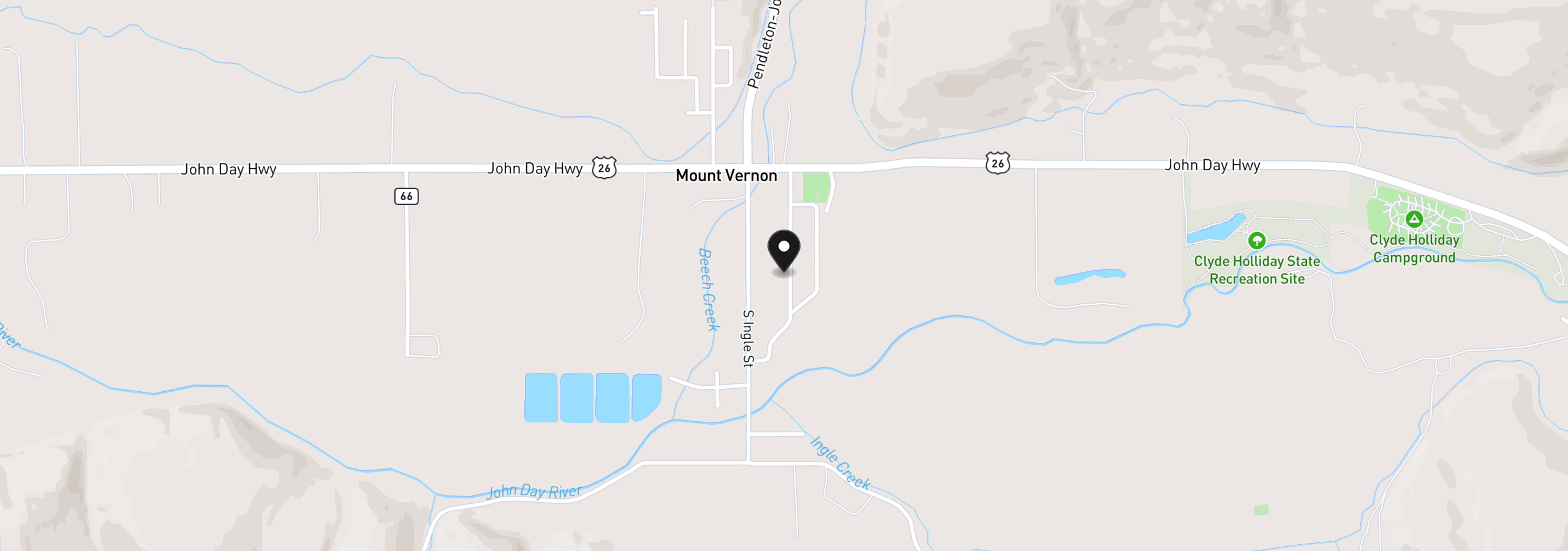 Map showing the location of 421 Cottonwood, Mount Vernon, OR 97865