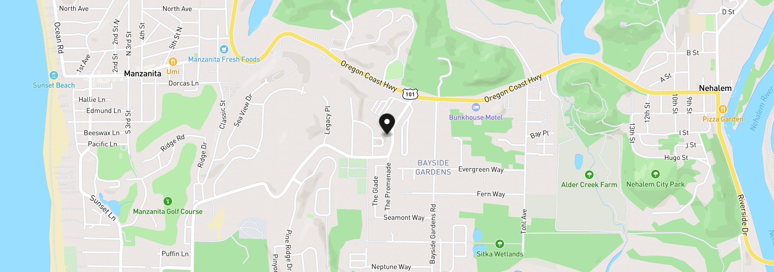 Map showing the location of 35565 Sea Forest Way, Nehalem, OR 97131