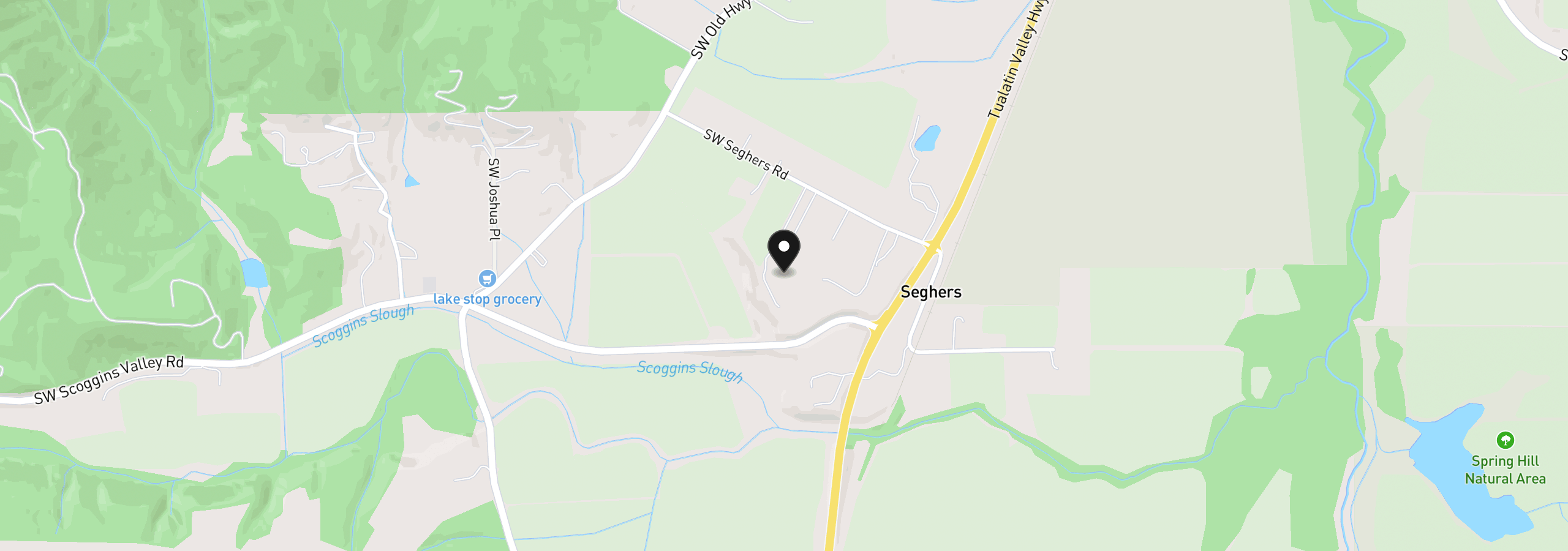 Map showing the location of 45360 SW Seghers Rd, Gaston, OR 97119