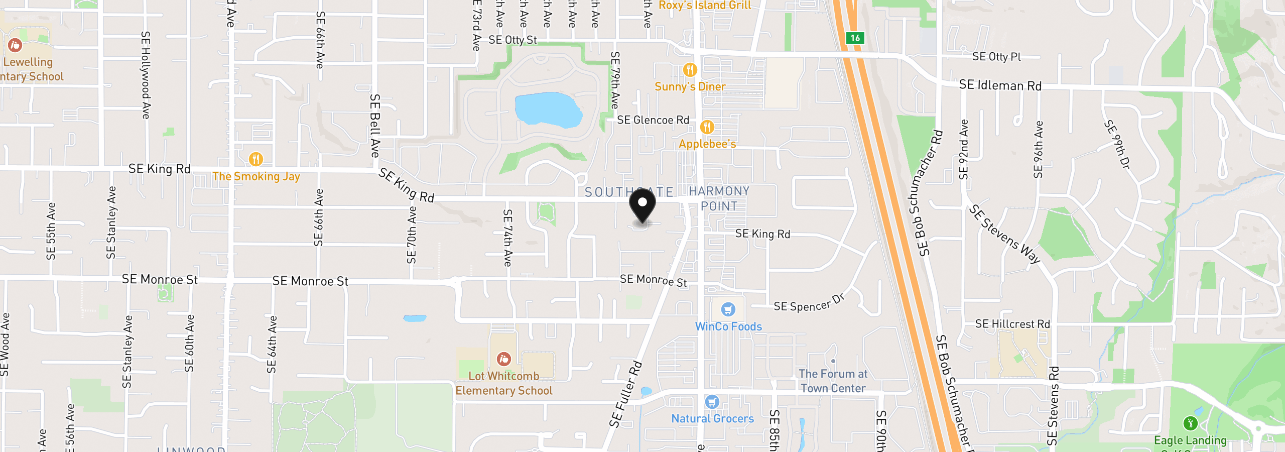 Map showing the location of 7918 SE King Rd 5, Milwaukie, OR 97222
