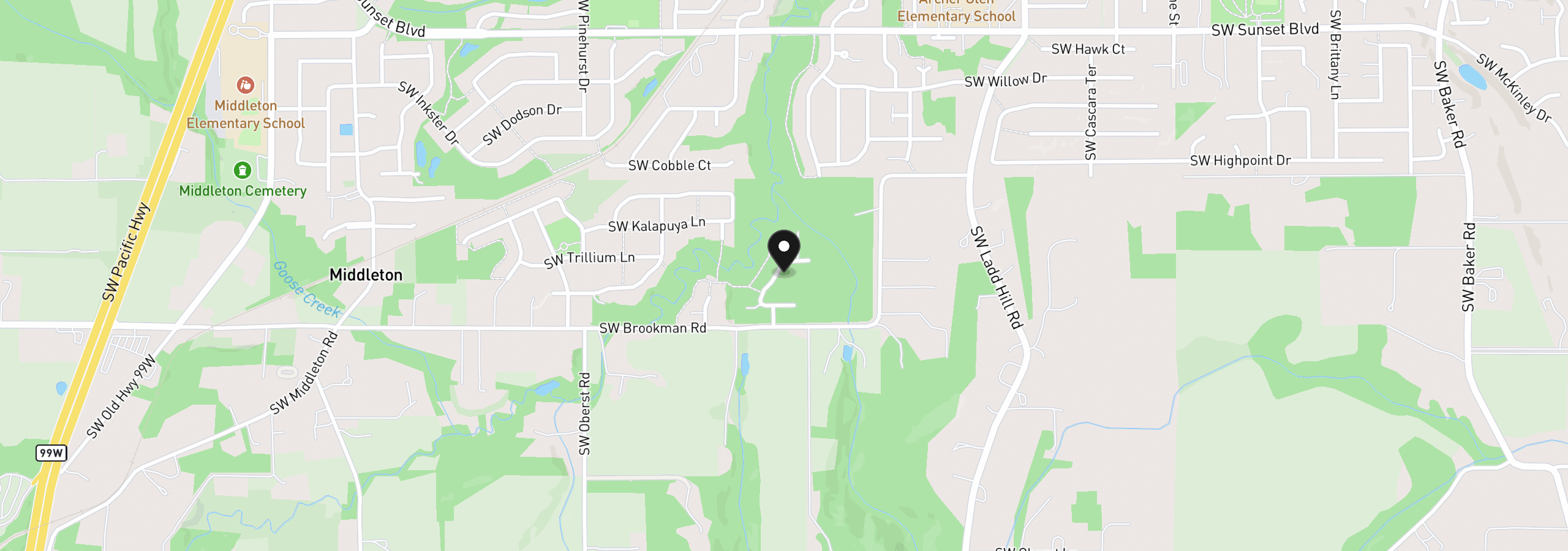 Map showing the location of 16840 SW Sugar Pine Dr, Sherwood, OR 97140