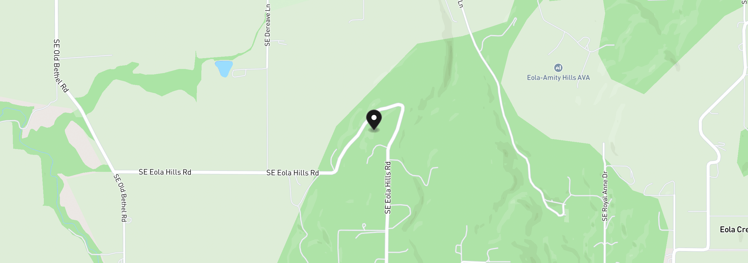 Map showing the location of 6850 SE Eola Hills Rd, Amity, OR 97101