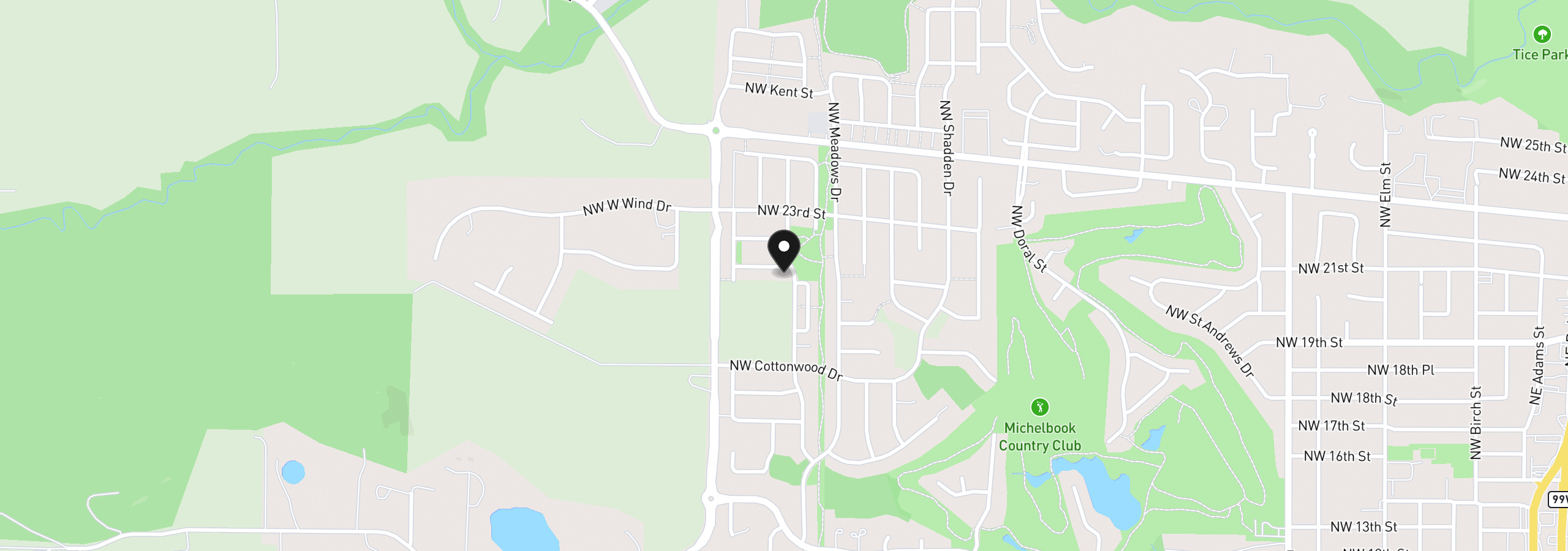 Map showing the location of 1948 NW 21st St, McMinnville, OR 97128