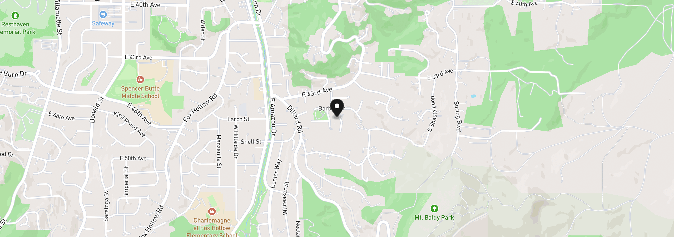 Map showing the location of 4482 Paddock Dr, Eugene, OR 97405