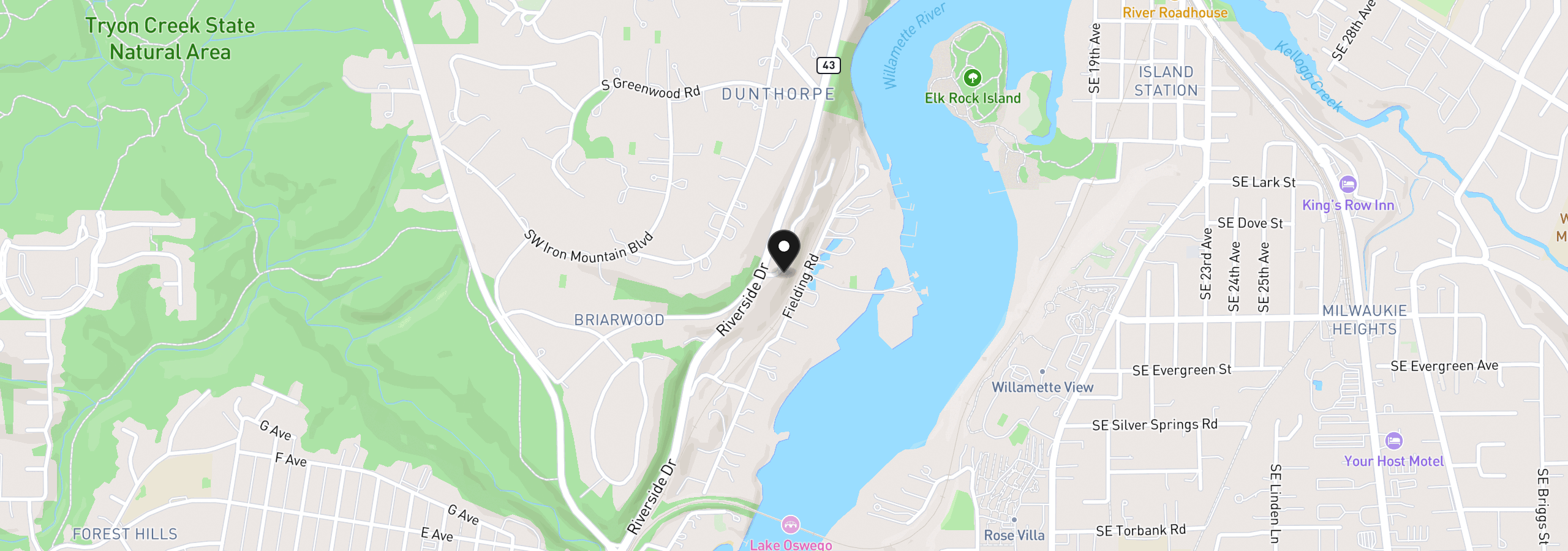 Map showing the location of 13060 SW Elk Rock Rd, Lake Oswego, OR 97034