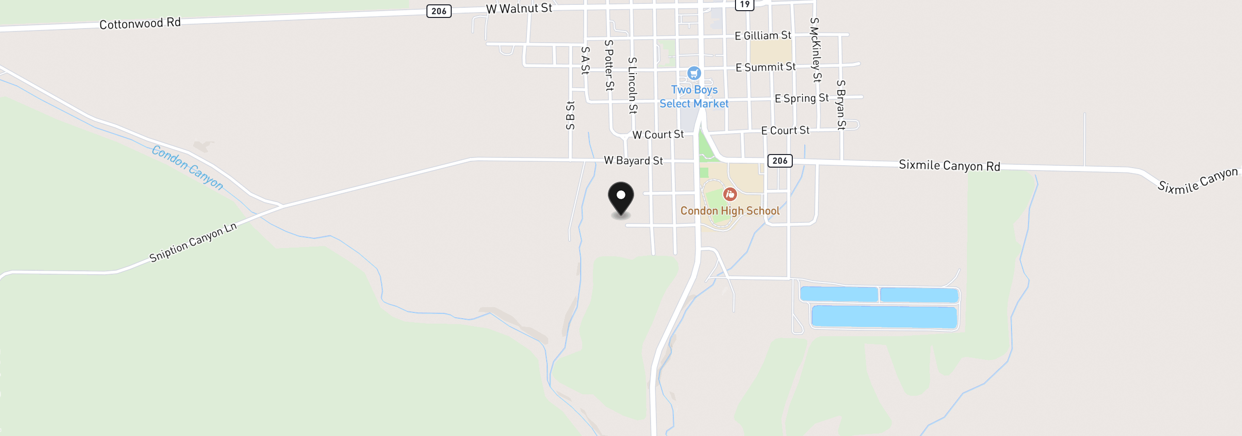 Map showing the location of 401 W Trimble St, Condon, OR 97823