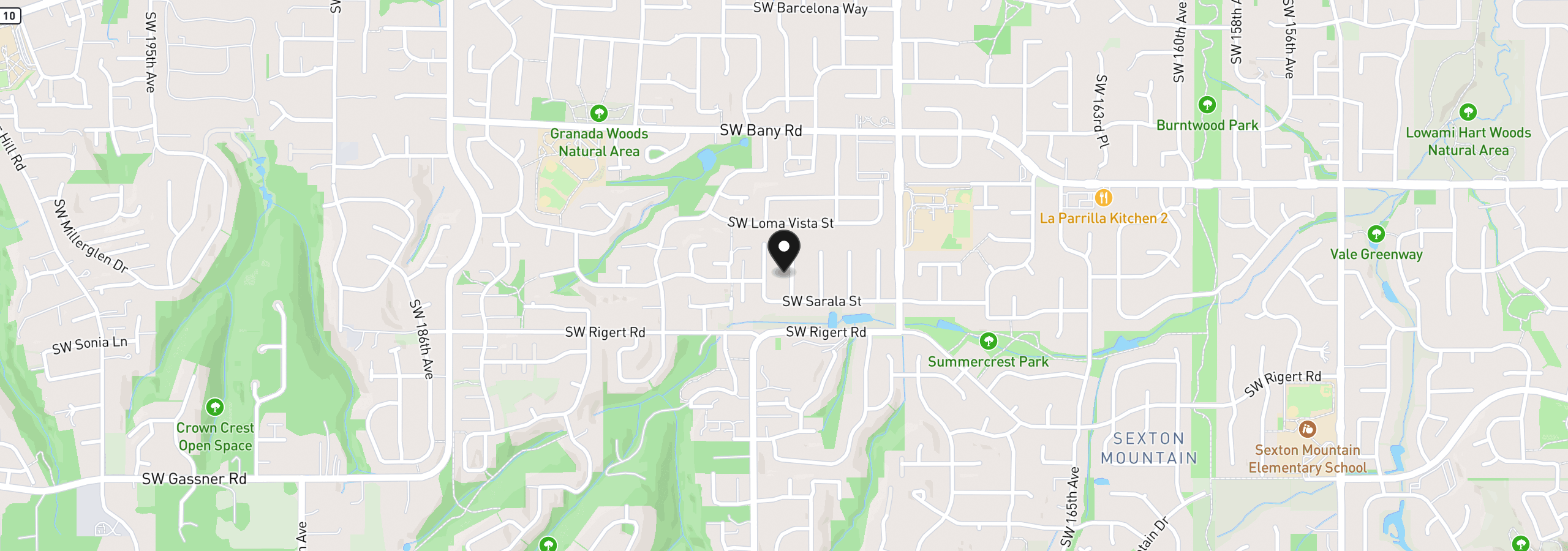 Map showing the location of 7829 SW 174th Pl, Beaverton, OR 97007