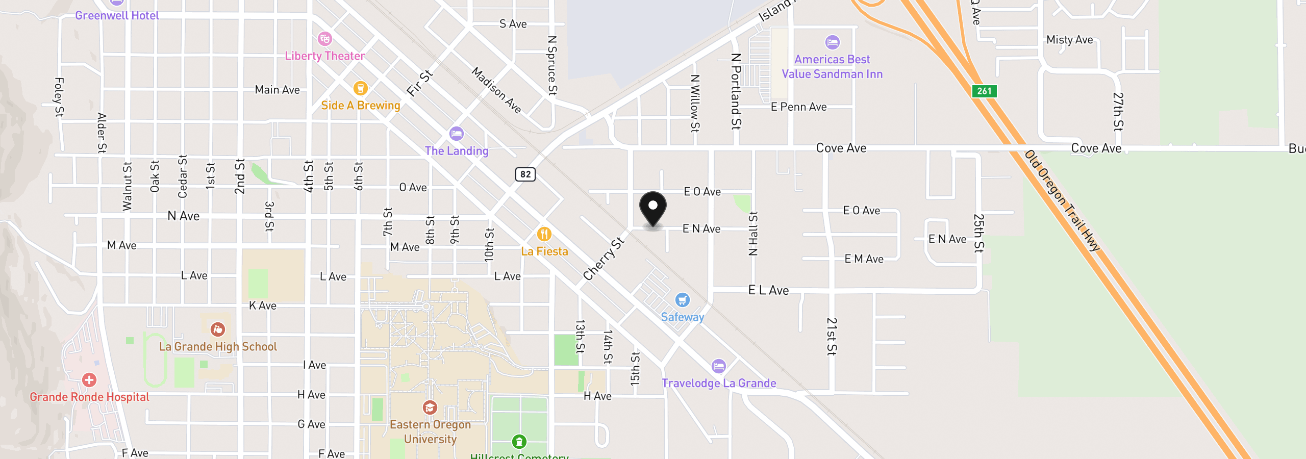 Map showing the location of 3189 E N Ave, La Grande, OR 97850