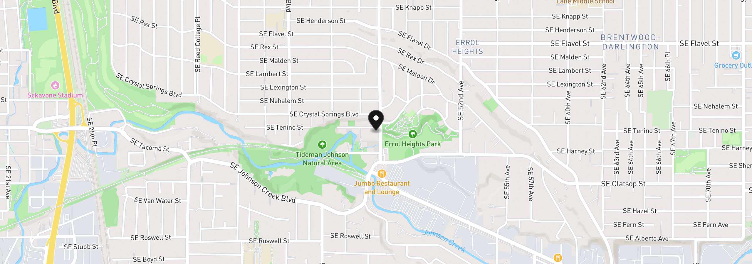 Map showing the location of 8211 SE 45th Ave, Portland, OR 97206