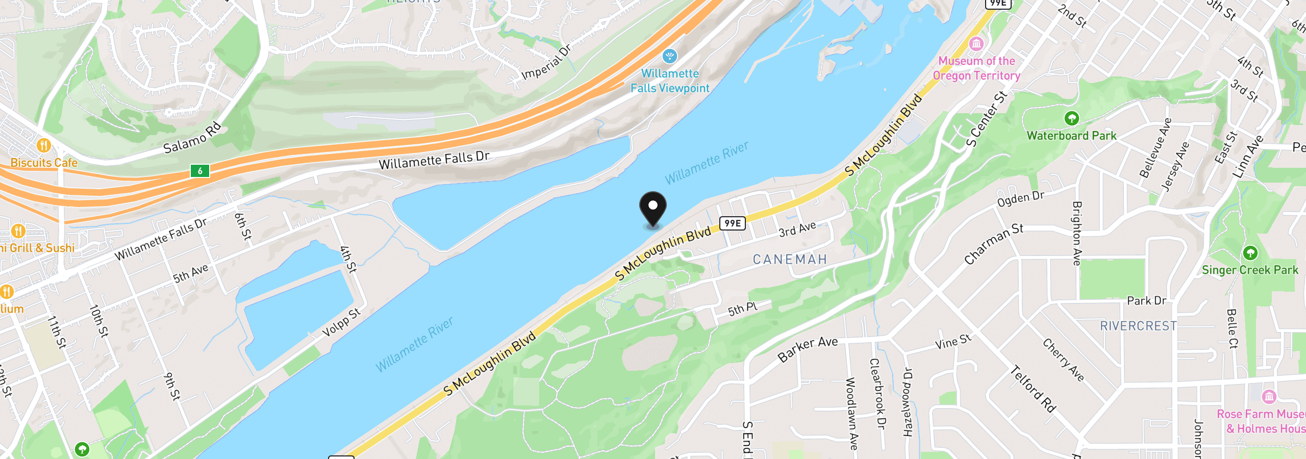 Map showing the location of 903 S McLoughlin Blvd 905 A, Oregon City, OR 97045