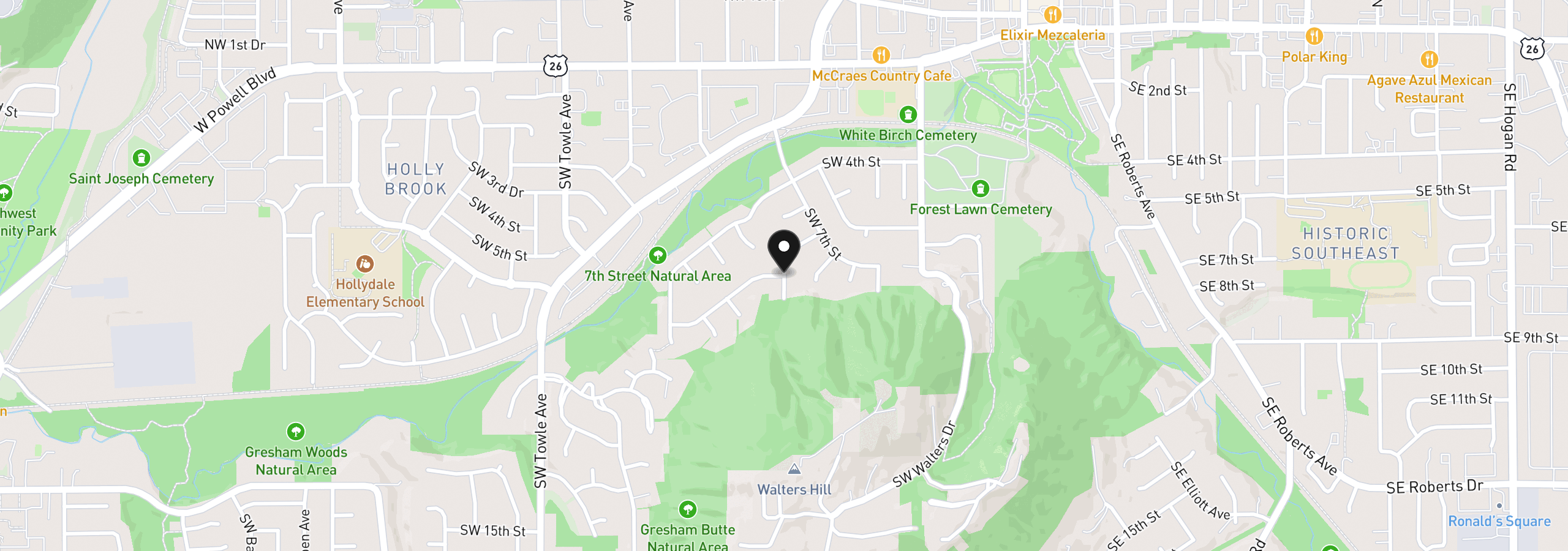 Map showing the location of SW Sleret Ave, Gresham, OR 97080