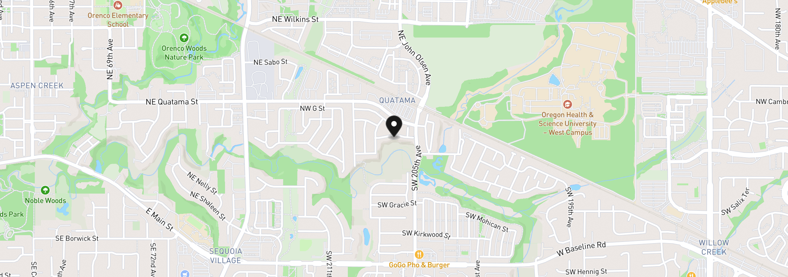Map showing the location of 20610 NW Sedona Ln, Beaverton, OR 97006