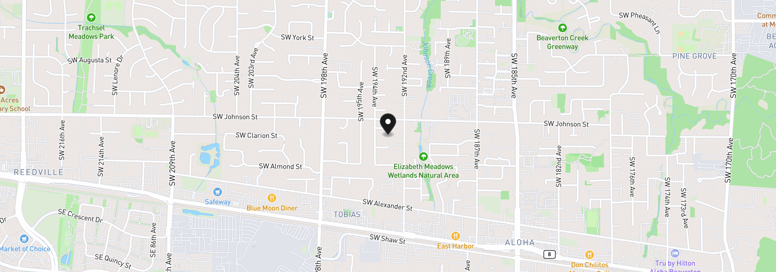 Map showing the location of 19330 SW Clarion Ct, Beaverton, OR 97003