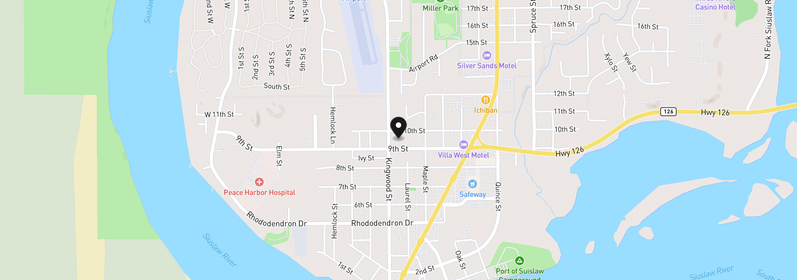 Map showing the location of 1260 10th St 6, Florence, OR 97439
