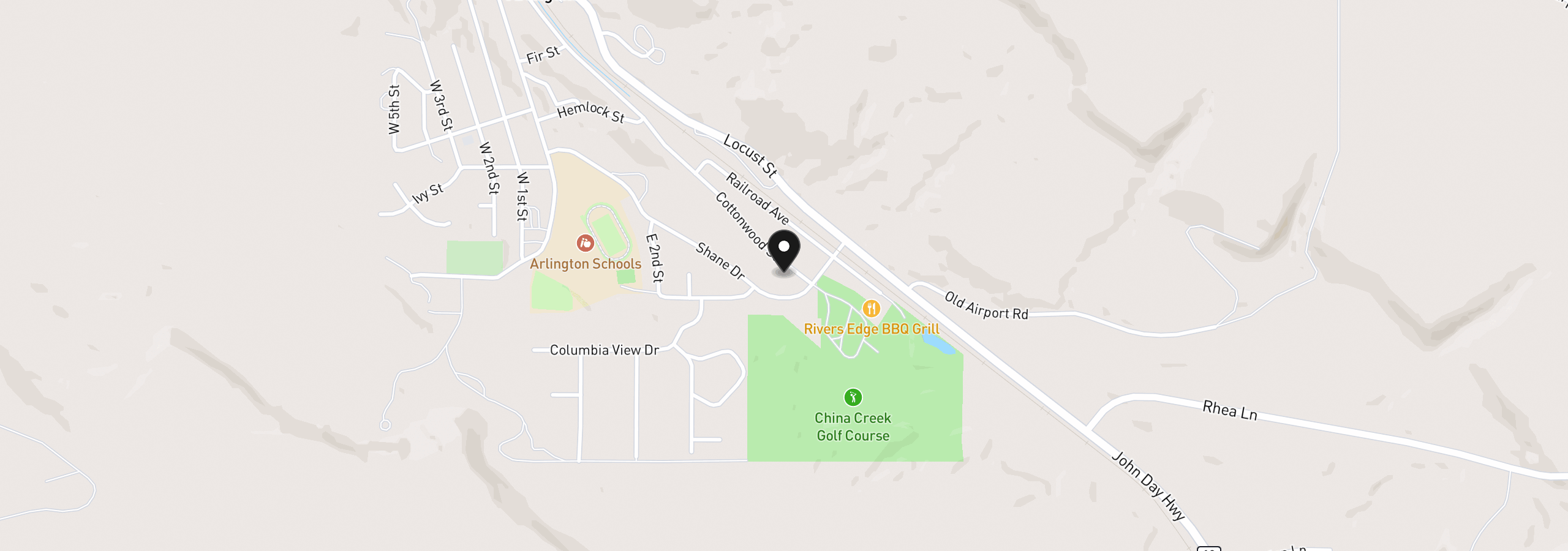 Map showing the location of 1585 Cottonwood St, Arlington, OR 97812