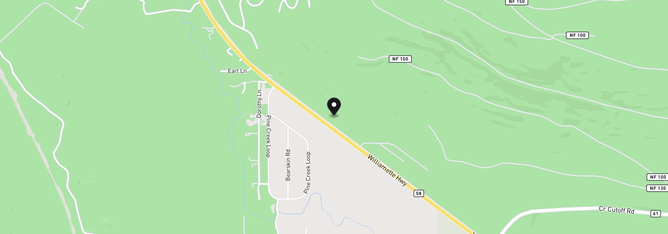 Map showing the location of Hwy 58 201, Crescent Lake, OR 97733