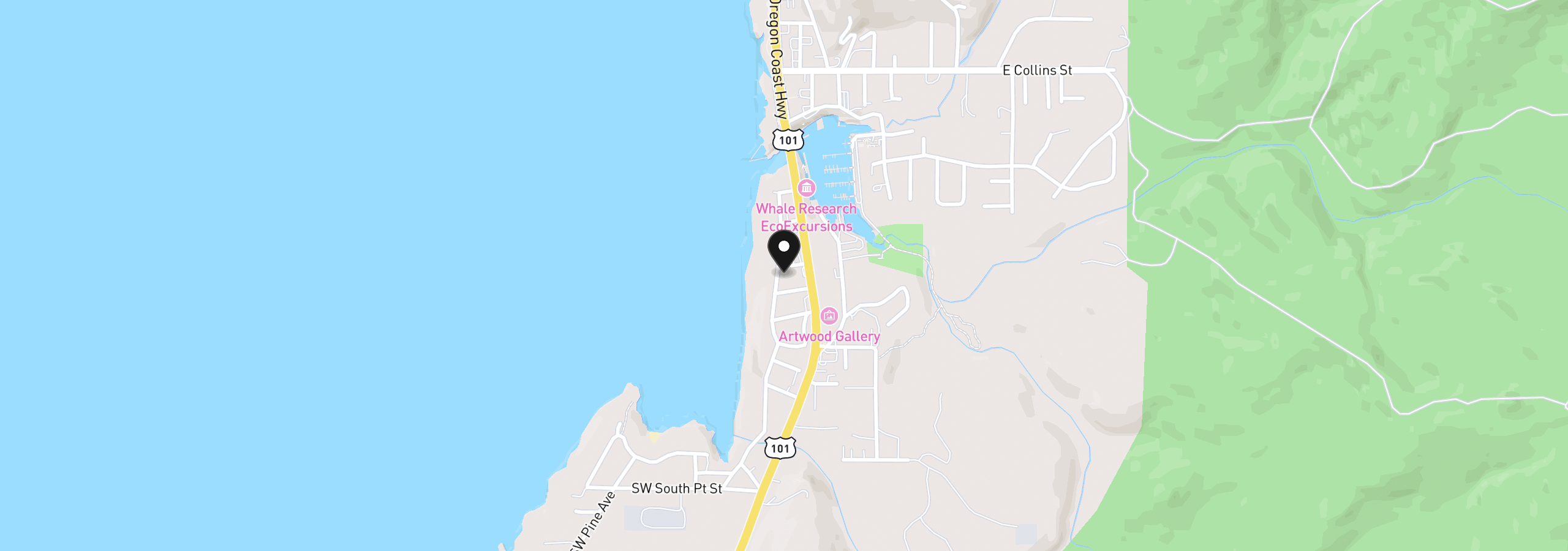 Map showing the location of 420 SW Coast Ave, Depoe Bay, OR 97341
