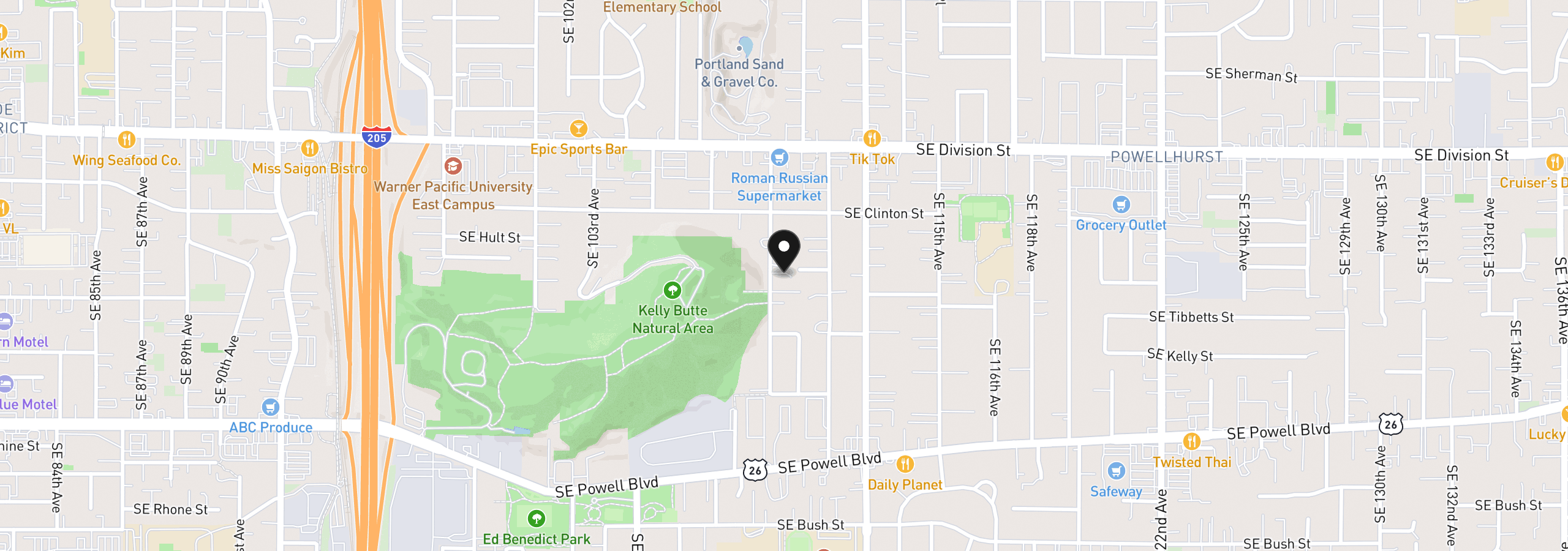 Map showing the location of 2920 SE 109th Ave, Portland, OR 97266