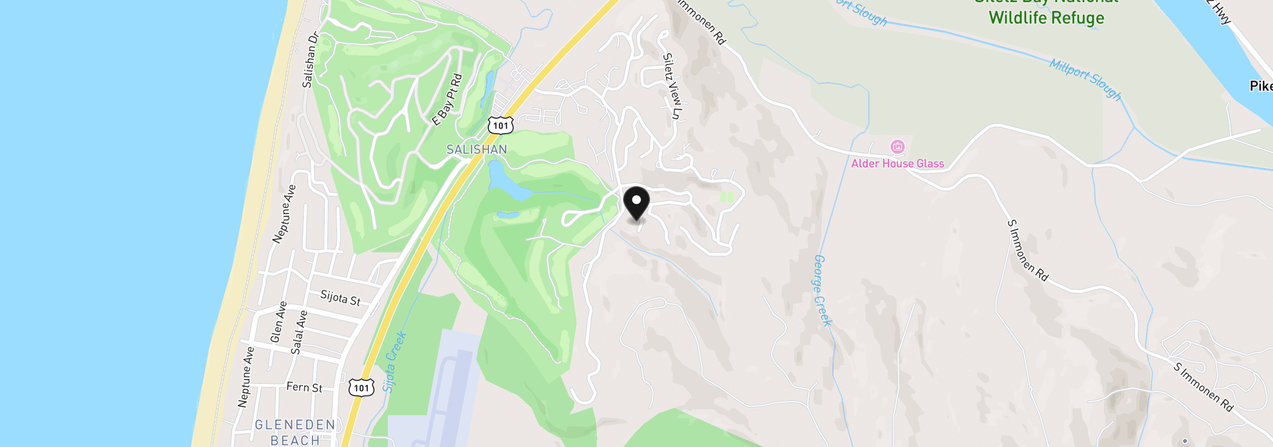 Map showing the location of 504 Beaver Pond Ln, Gleneden Beach, OR 97388