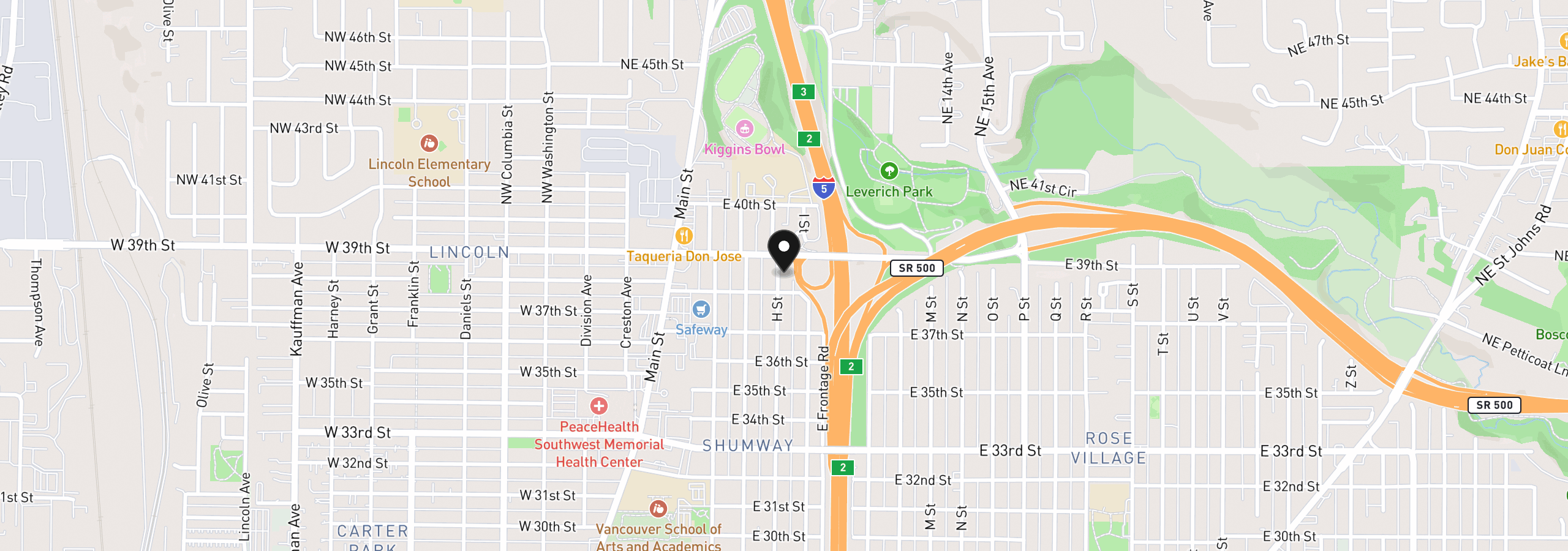 Map showing the location of 3809 H St, Vancouver, Wa 98663