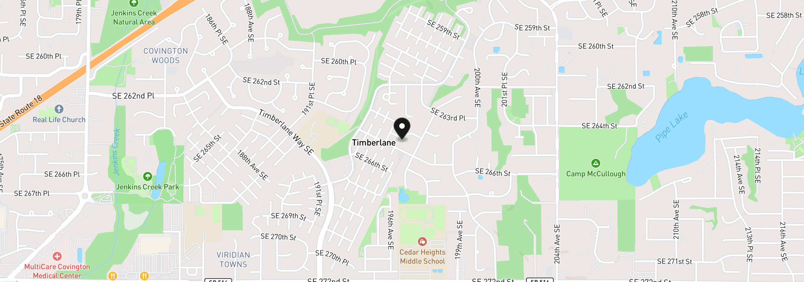 Map showing the location of 19619 SE 264th, Covington, Wa 98042