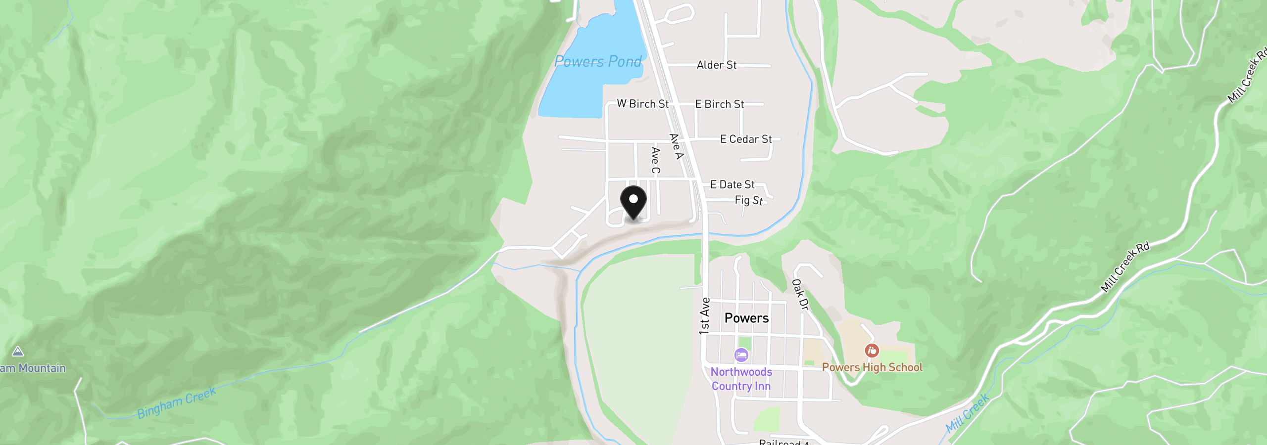 Map showing the location of 815 E Ave, Powers, OR 97466