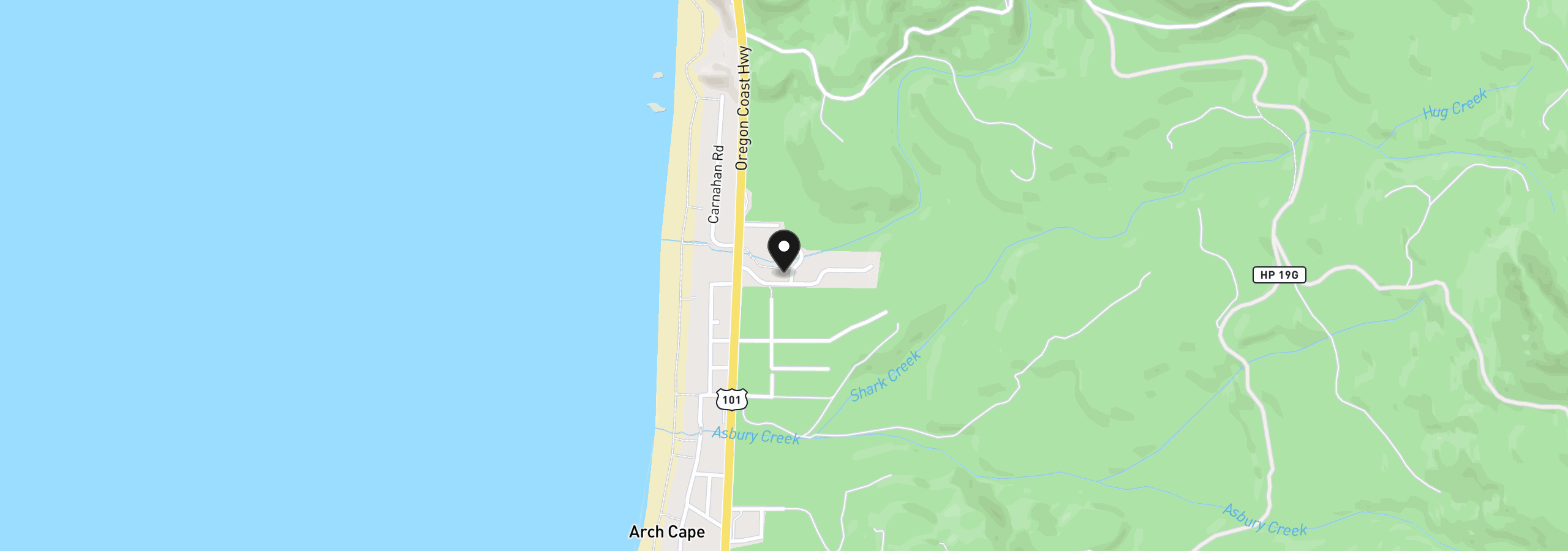 Map showing the location of 80358 Big Cedar Dr, Arch Cape, OR 97102