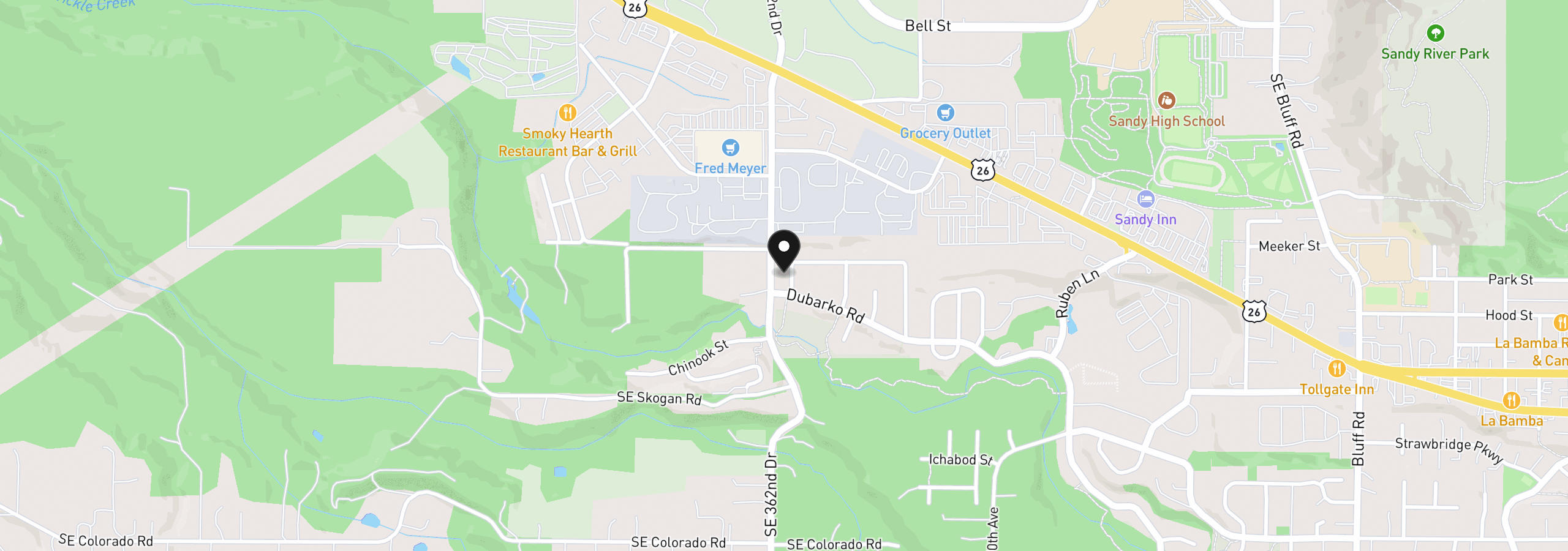 Map showing the location of 36305 Yocum Loop, Sandy, OR 97055