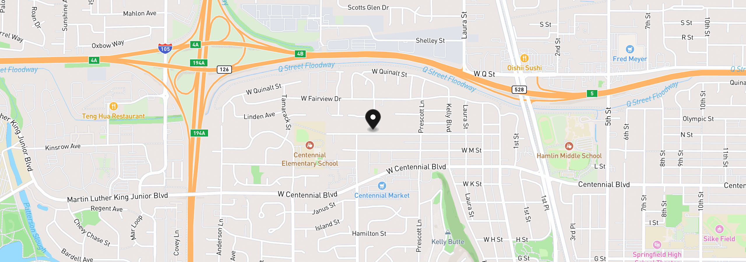 Map showing the location of 804 W N St, Springfield, OR 97477