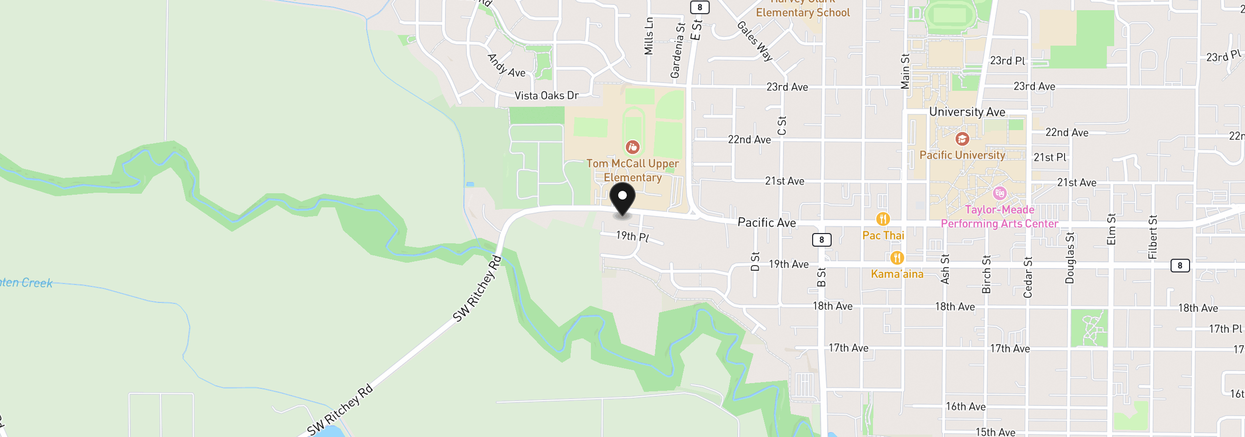Map showing the location of 1324 Pacific Ave, Forest Grove, OR 97116
