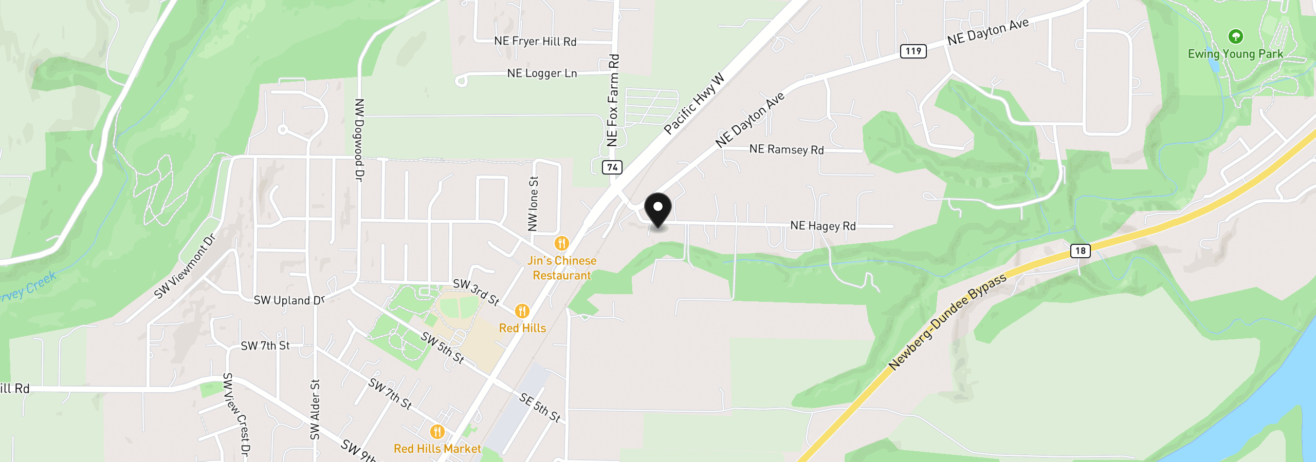 Map showing the location of 22930 NE Hagey Rd, Dundee, OR 97115