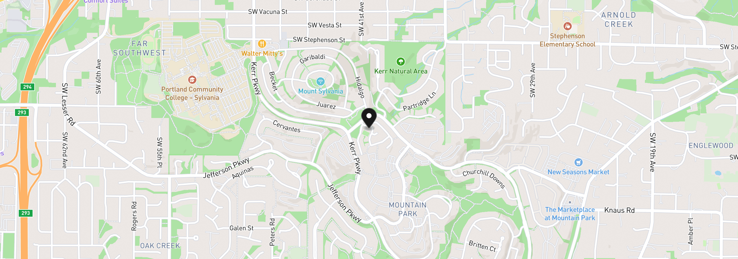 Map showing the location of 44 Morningview Cir, Lake Oswego, OR 97035