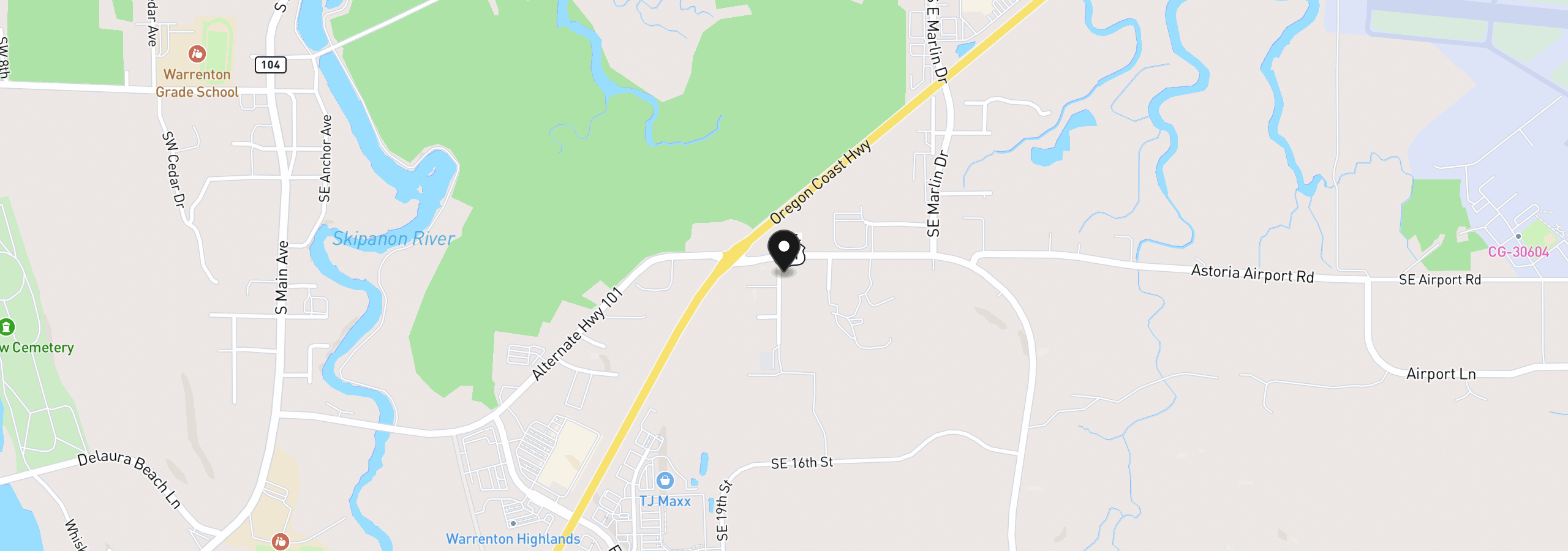 Map showing the location of 1286 SE Jetty Ave, Warrenton, OR 97146
