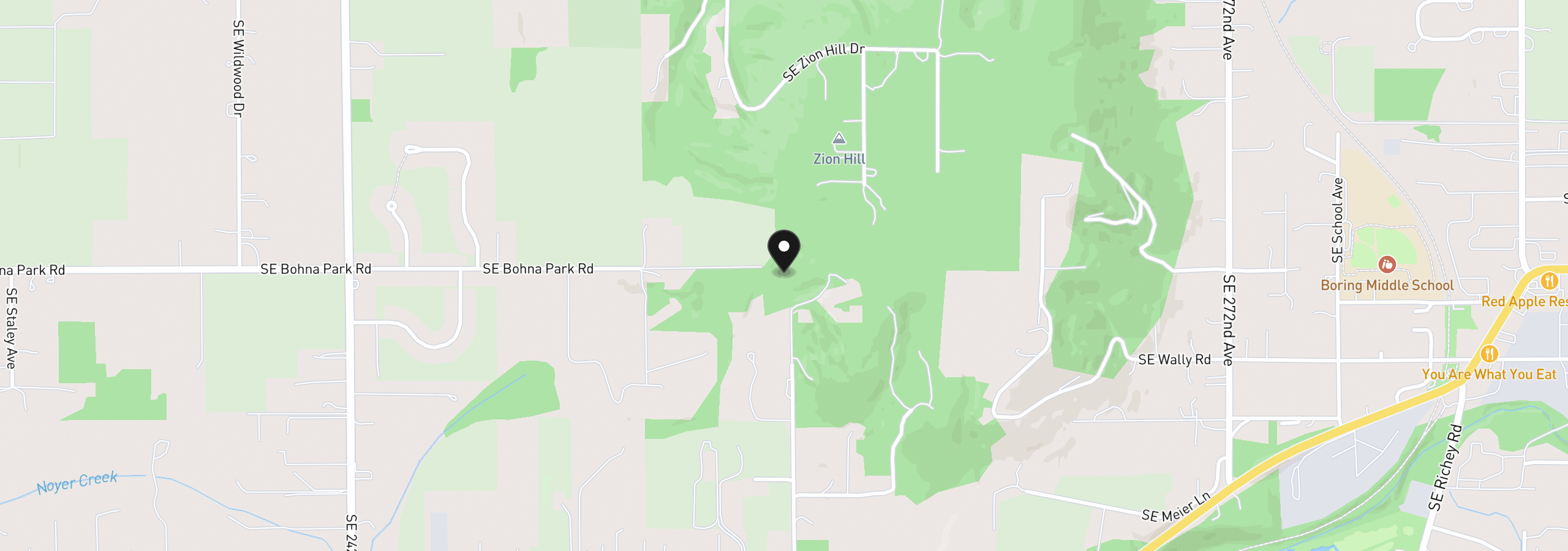 Map showing the location of 12840 SE 257th Ave, Damascus, OR 97089