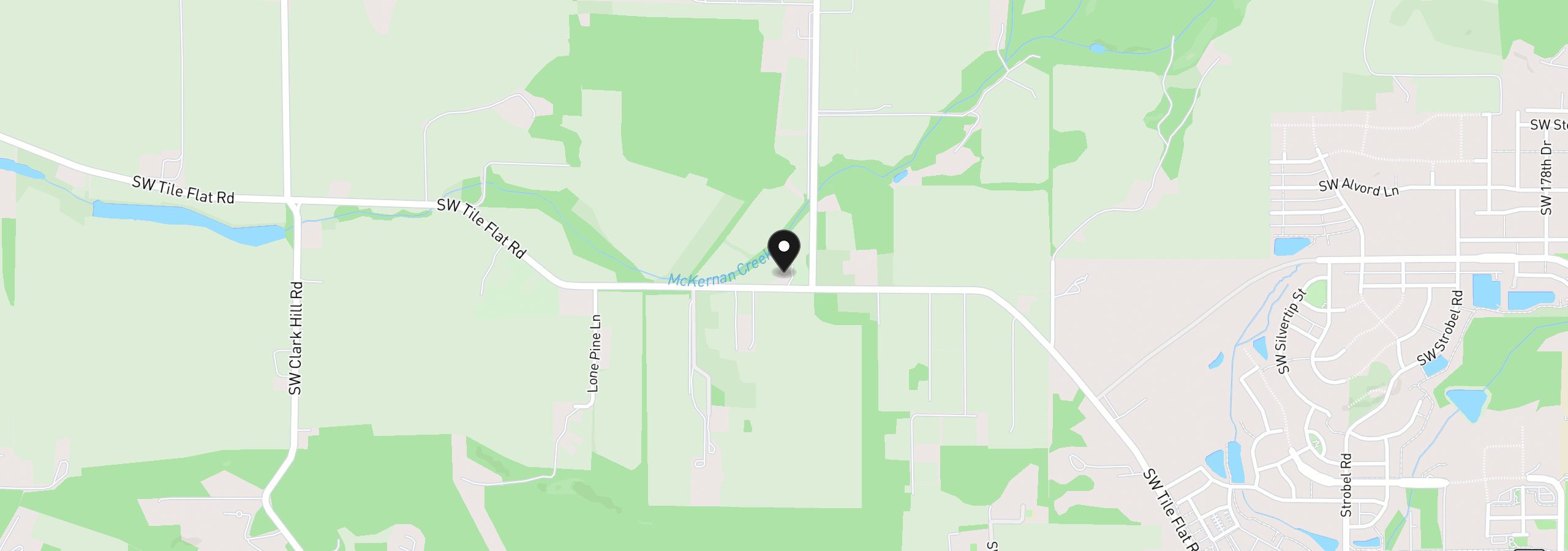 Map showing the location of 20385 SW Tile Flat Rd, Beaverton, OR 97007