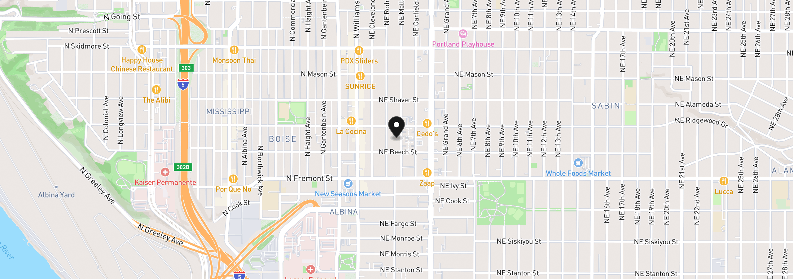 Map showing the location of 3745 NE Mallory Ave, Portland, OR 97212
