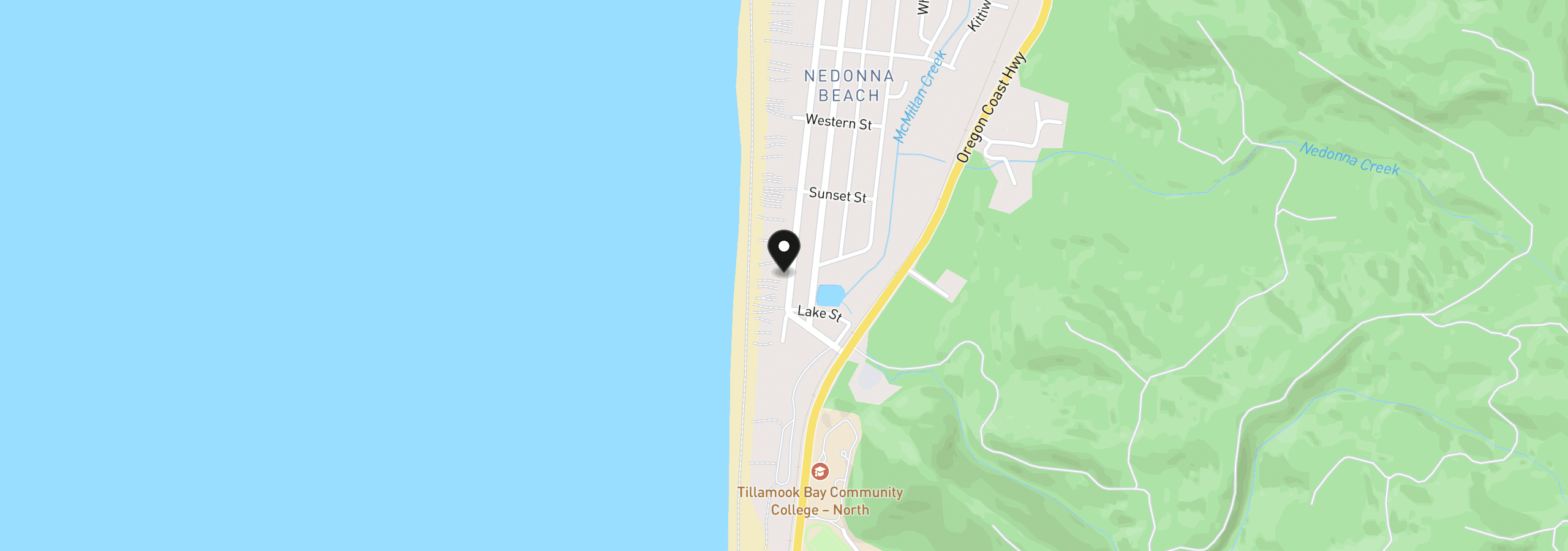 Map showing the location of 25780 Beach Dr, Rockaway Beach, OR 97136