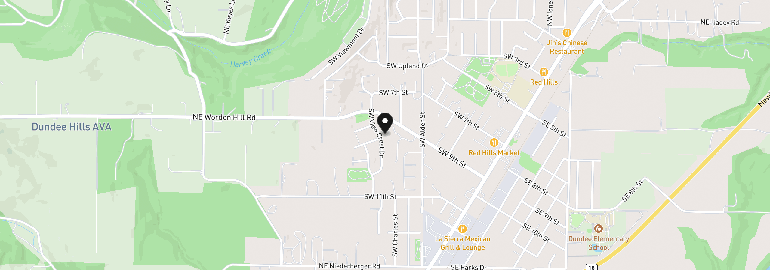 Map showing the location of 963 SW View Crest Dr, Dundee, OR 97115