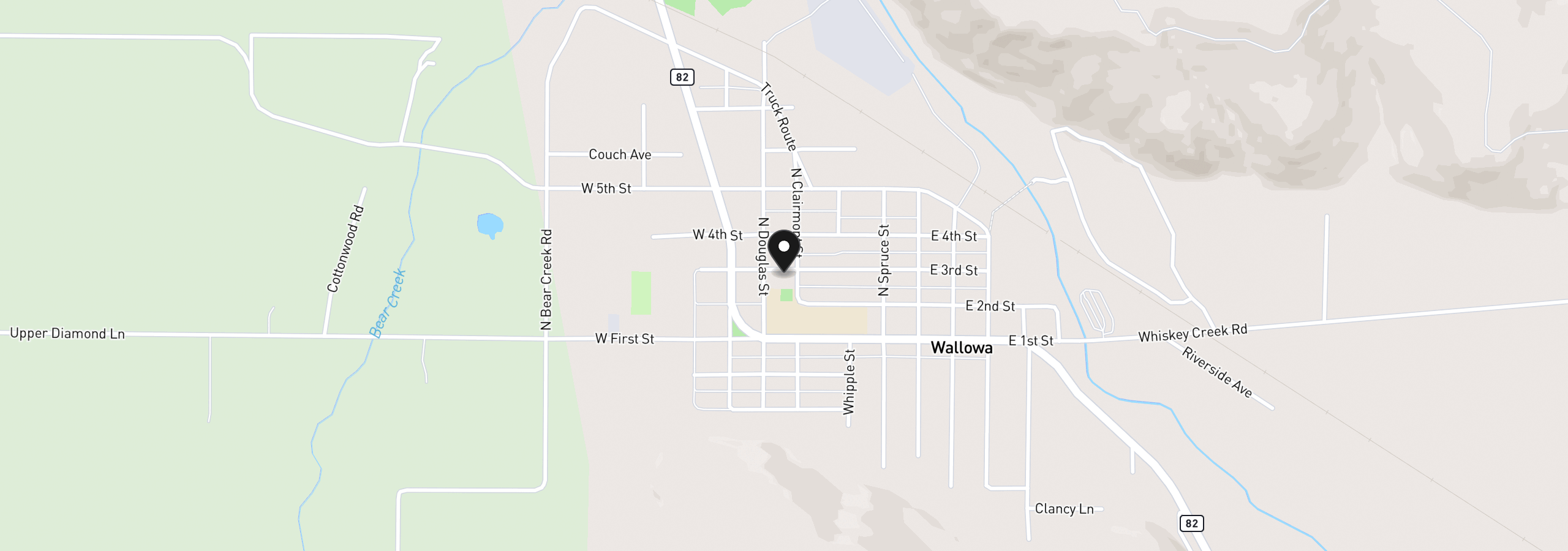 Map showing the location of 402 3rd St, Wallowa, OR 97885