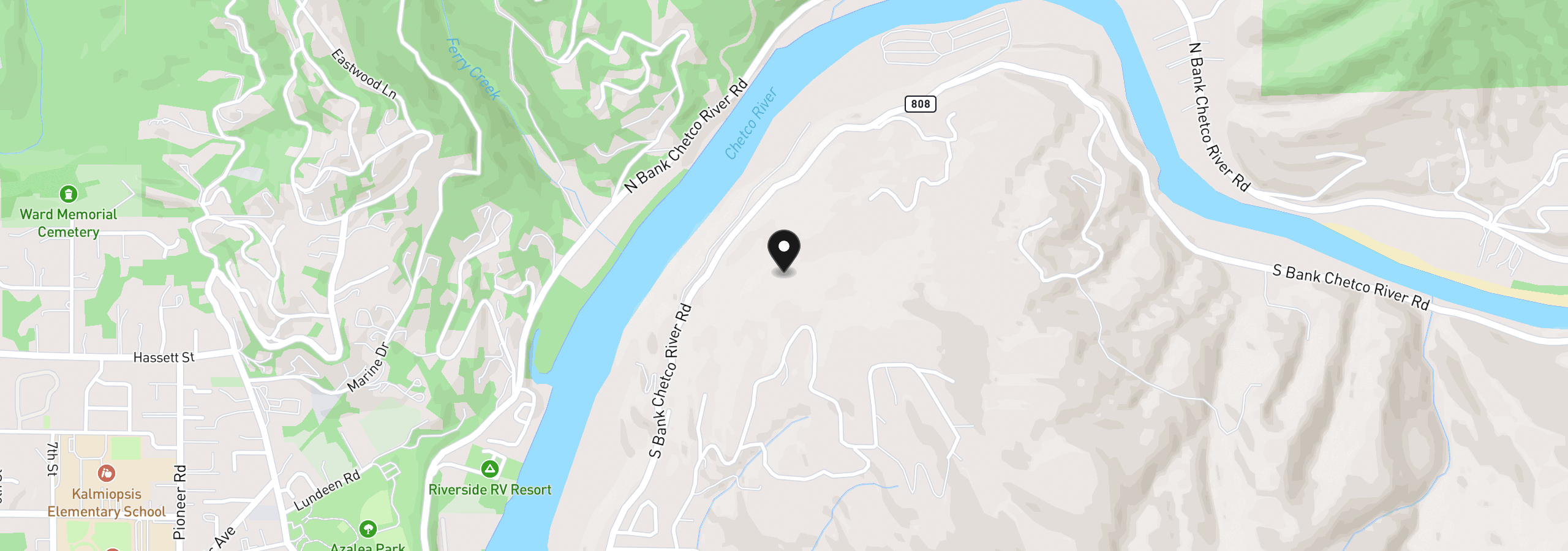 Map showing the location of 97899 S Bank Chetco River Rd, Brookings, OR 97415