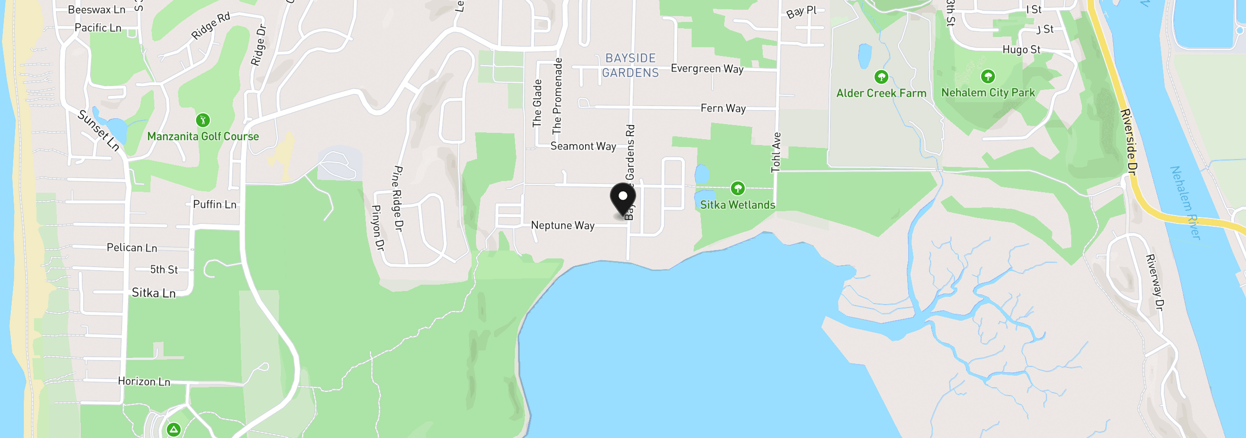 Map showing the location of 11090 Neptune Way, Nehalem, OR 97131